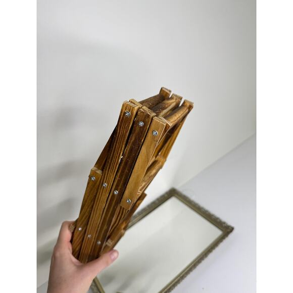 VINTAGE || Mid Century Accordion Style Folding Wooden Wine Rack 10 Bottle - Picture 2 of 9